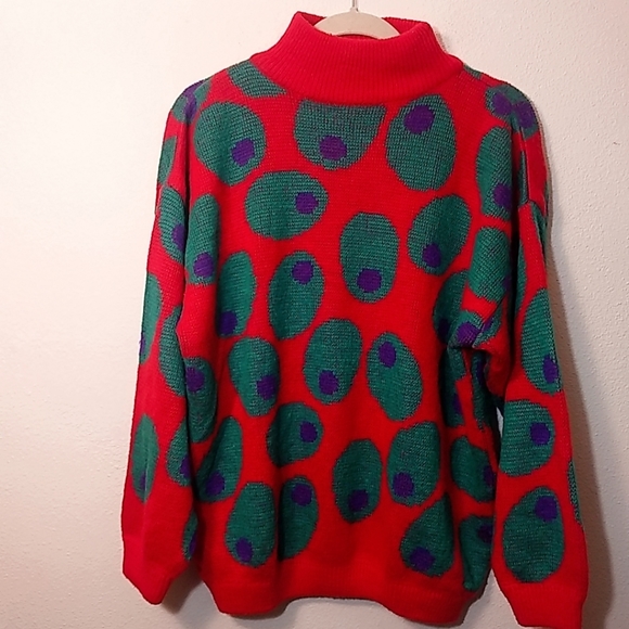 Vintage Sweaters - Vintage | Green Olives Mock Neck Sweater M